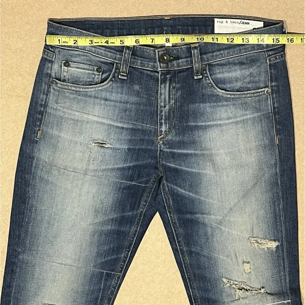 RAG & BONE Women Distressed Jeans 27 THE DRE BOYFRIEND Low Rise Blue